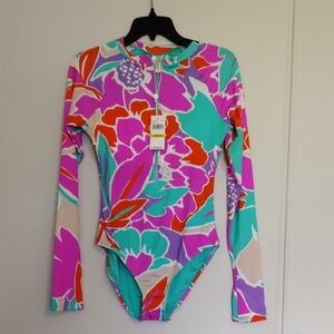 Trina Turk Multicolor Floral Zip Swimsuit